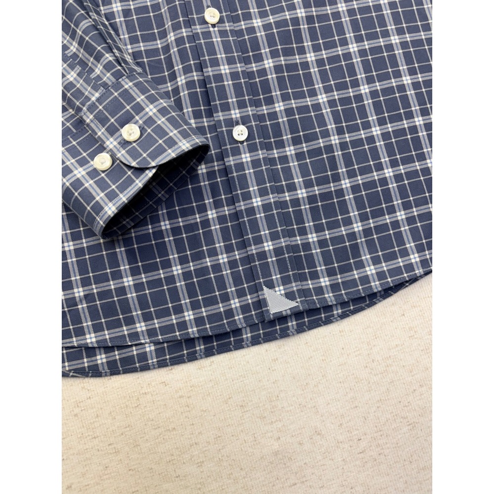 UNTUCKit Lazaret WF Mens Large Blue Plaid Wrinkle Free Button Down Shirt 40682 - Picture 4 of 8